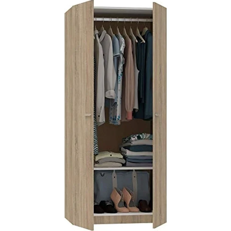 Muebles Pitarch | Schlafzimmerschrank 2 Türen, Cambrian Eiche, 180 x 79 x 52 cm (Höhe x Breite x Tiefe), Modernes Beistellmöbel, Kollektion Tibet – Bild 5