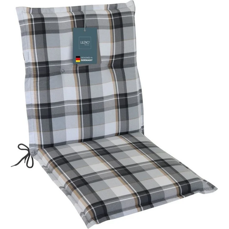 LILENO HOME Polsterauflage Niedriglehner, bequeme Sitzauflage für Gartenstühle, Stuhlkissen, (1 St, 1er Set), Gartenstuhl Auflage in Karo Grau, Sitzpolster waschbar – Bild 1