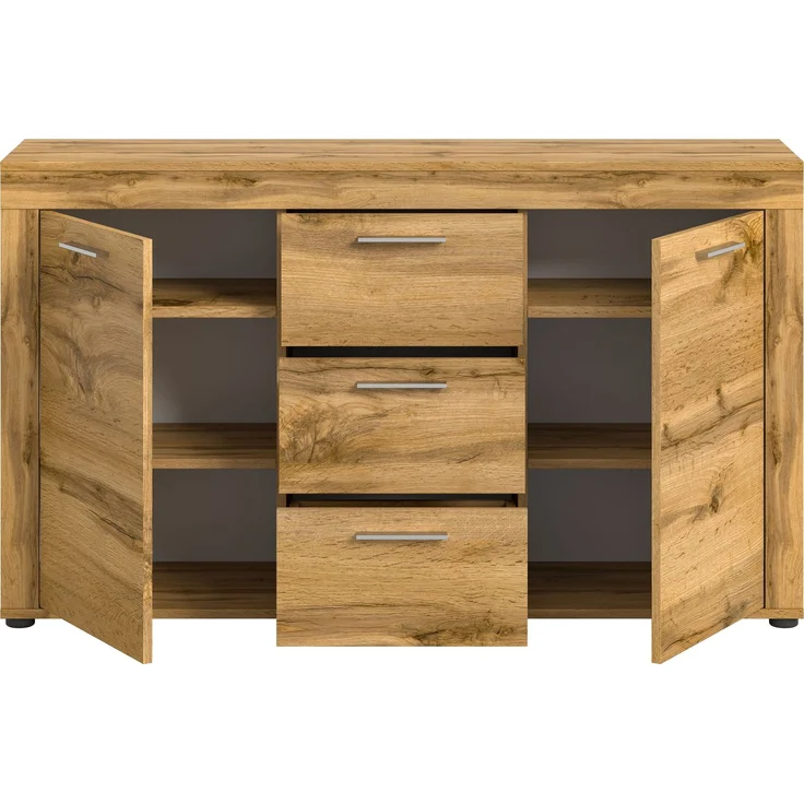 xonox. home Wohnen Jam X8BM9T01 Sideboard Schrank Lowboard Wohnzimmerschrank in Wotan Eiche Melamin, ca. B/H/T: 125 x 80 x 35 cm – Bild 3
