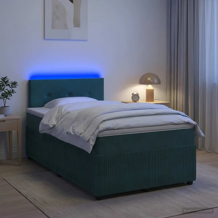 vidaXL Boxspringbett mit Matratze Dunkelgrün 120 x 190 cm Samt 3453104 – Bild 4