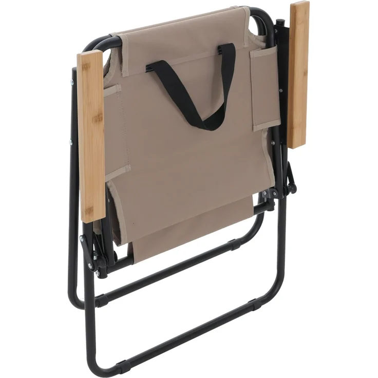 2er-Set Campingstuhl HWC-Q43, Gartenstuhl Balkonstuhl Freizeitstuhl, klappbar Bambus Metall Stoff/Textil ~ creme – Bild 7