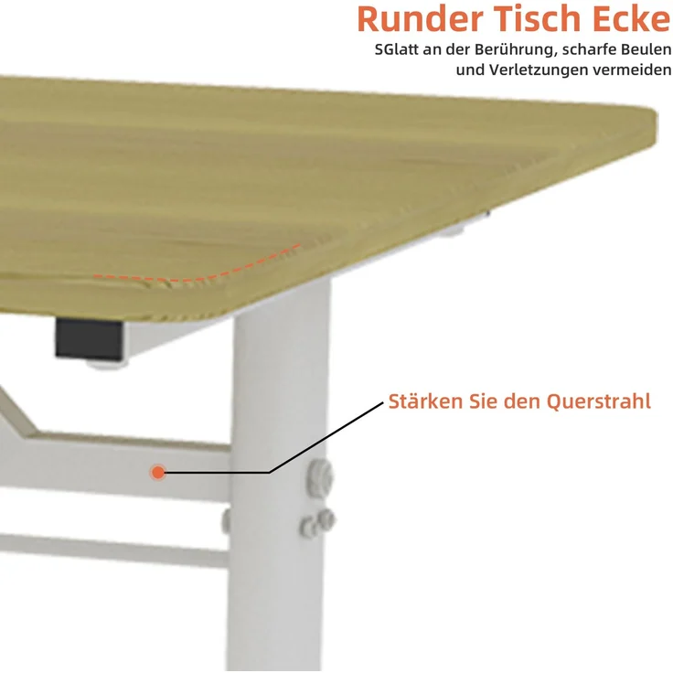 Schreibtisch aus Metall mit Handkurbel, höhenverstellbar, Holz – Bild 4