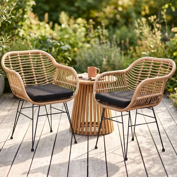 CASARIA® Korbsessel Gartenstühle 2er Set Bali Polyrattan – Bild 2