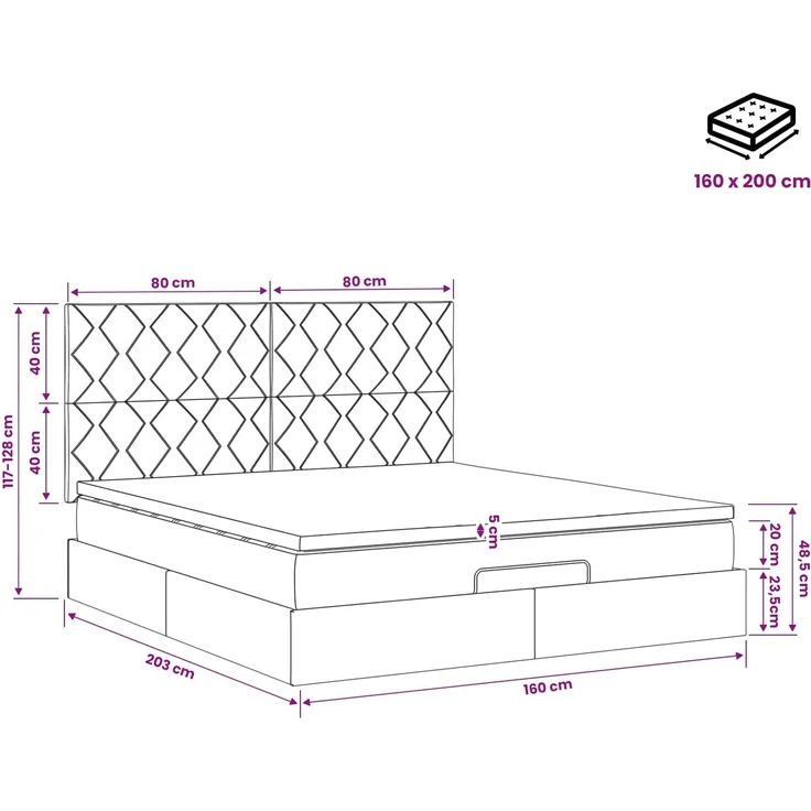 vidaXL Ottoman Bett mit Matratze Dunkelgrün 160 x 200 cm Samt 3457806 – Bild 12