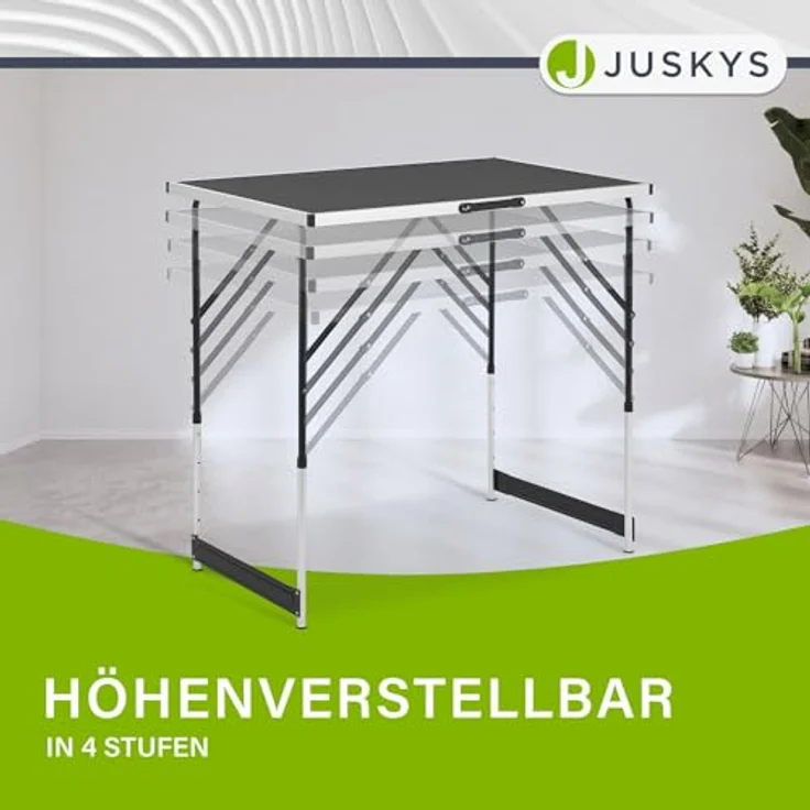 Juskys Multifunktionstisch 3 teilig - klappbar, höhenverstellbar - Alu Klapptisch 100x60 cm - Flohmarkt, Tapeziertisch, Campingtisch - Tisch Schwarz – Bild 6