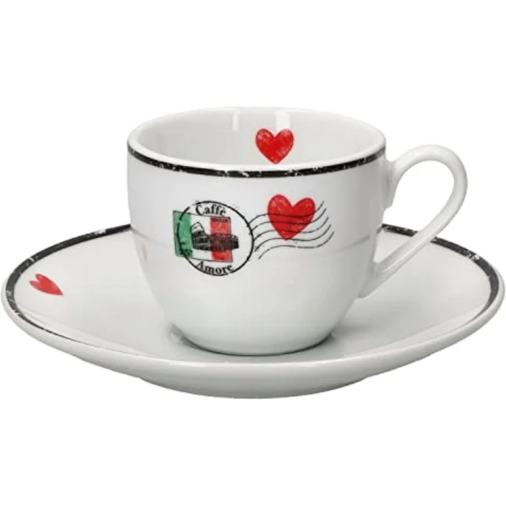 Ritzenhoff & Breker Becher 4tlg Set Caffee Amore Espressotasse + Untertasse 80ml Porzellan, Porzellan – Bild 3