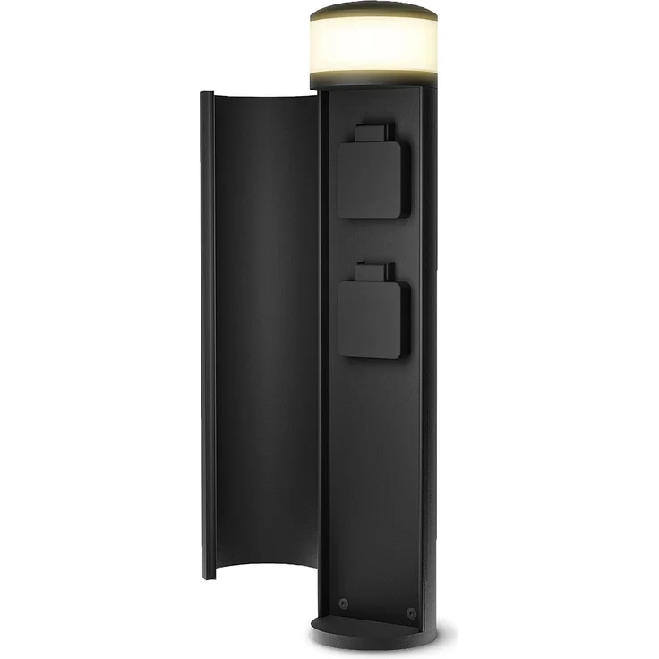 SSC-LUXon LED Gartenstrahler PALISO Energiesaeule mit Licht und 2 Steckdosen fuer Aussen - schwarz – Bild 8