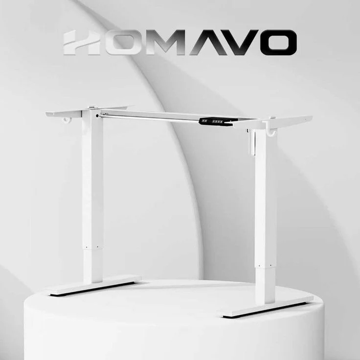 HOMAVO höhenverstellbares Tischgestell, geeignet für Tischplatten mit einer Breite von 50–70 cm, weiß, Höhen-Speicherfunktion – Bild 8