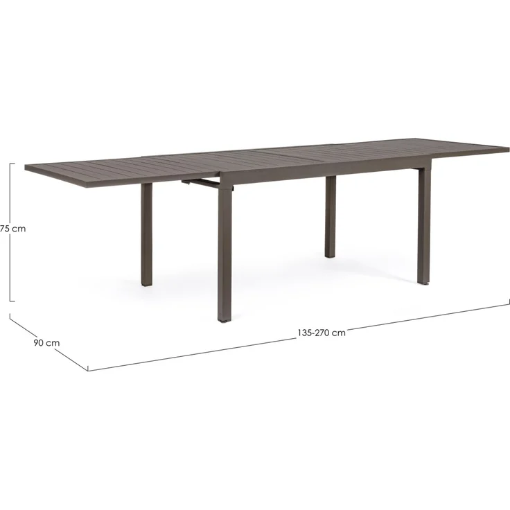 Gartenesstisch Pelagius aus Aluminium, ausziehbar und wetterfest, Coffee braun, für 8-10 Personen – Bild 2
