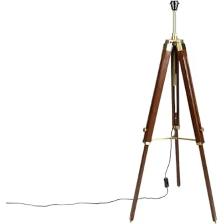 Qazqa Stehlampe Cortin, ohne Leuchtmittel, E27, Braun, Landhaus, Holz, 1-flammig – Bild 1