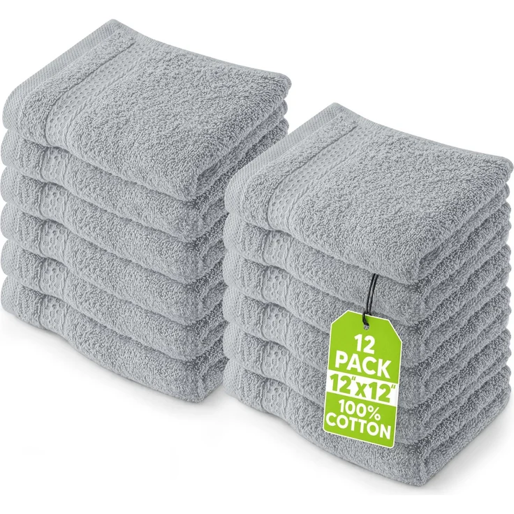 Utopia Towels 12er Pack Seiftücher 30x30 cm, Kühl grau | Aufhängeschlaufen, OEKO TEX, Hergestellt in Green, 100% Baumwolle, Weich und saugfähig