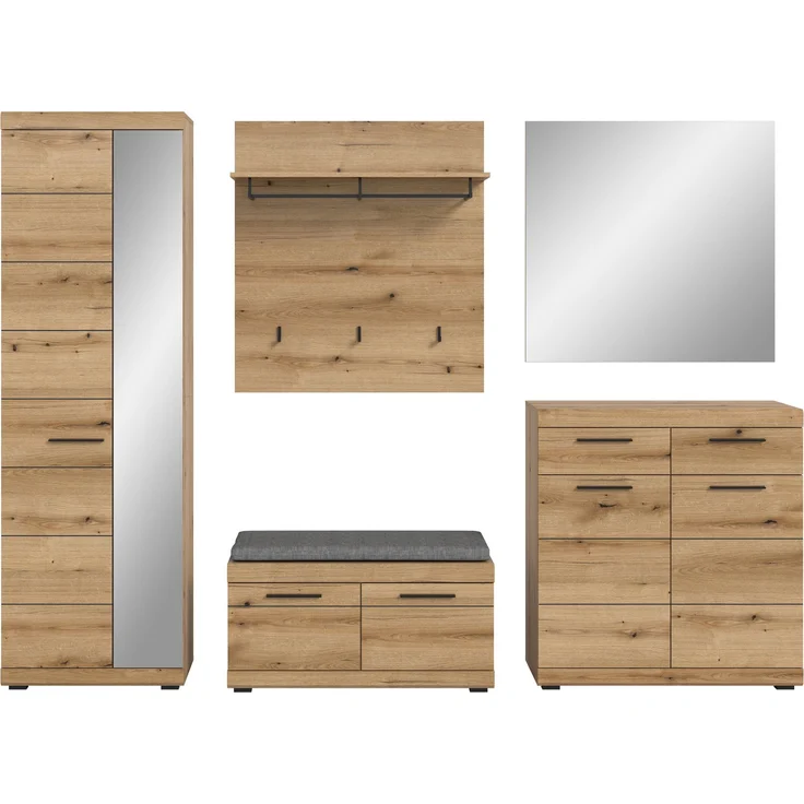 Garderobenkombination inkl. Sitzkissen (B/H/T: 272x197x40 cm) in Evoke Oak Nachbildung – Bild 2