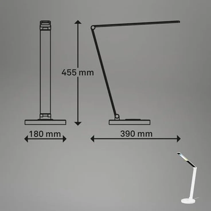 Briloner Cuma LED Schreibtischlampe, Induktive Ladefläche, Dimmbar, Touch, Speicherfunktion, Weiß, Ø18 x 44 cm – Bild 8