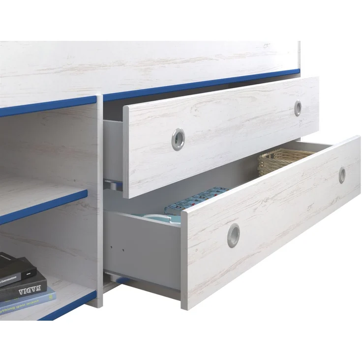 Kinderzimmer Set Parisot Smoozy 4-tlg. Holzdekor Kiefer Weiß/Blau – Bild 6