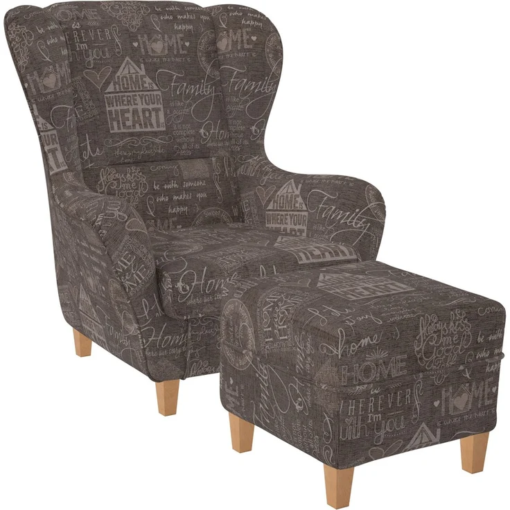 Supellex Sofia Ohrensessel mit Hocker | Design Helsinki Braun – Bild 1