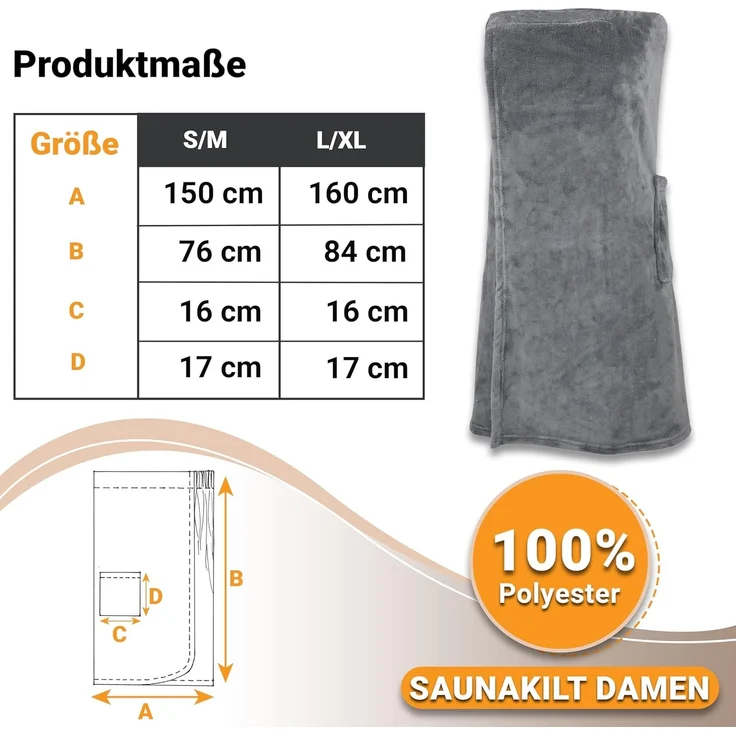 ZOLLNER Kilt, 100% Polyester, Gummizug, Klettverschluss, Klettverschluss, Gummizug, Klettverschluss, 100% Polyester, vom Hotelwäschespezalisten – Bild 6