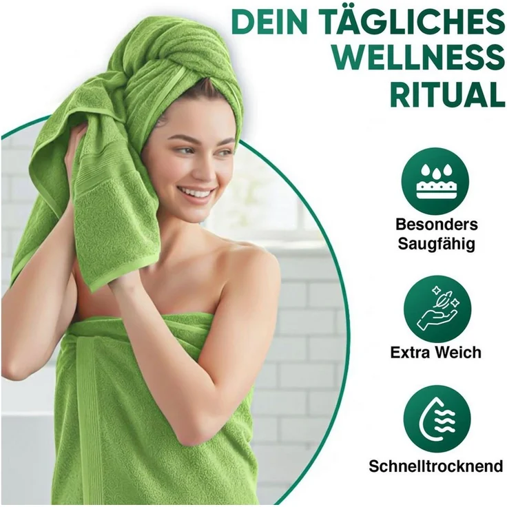 leevitex® Duschtücher 2er-Set, 70x140 cm, 100% Baumwolle, saugstark und fusselfrei, Frottee (Set, 2-St), OEKO-TEX® STANDARD 100 zertifiziert, gestreifte Bordüre – Bild 2