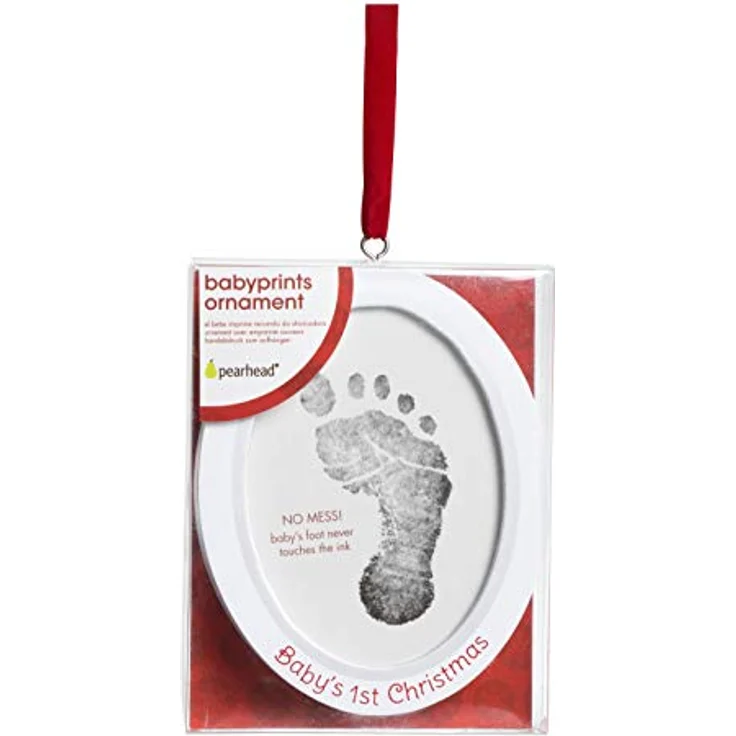 Pearhead Babyprints Newborn Baby Handprint or Footprint Double-Sided Photo Ornament with Clean Touch Ink Pad, Baby's First Christmas, 13.34 x 10.16 cm, White – Bild 13