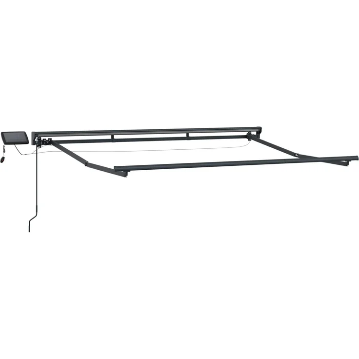 vidaXL Manueller Markisenrahmen mit LEDs Schwarz 3,5x2,5 m 3420831 – Bild 1