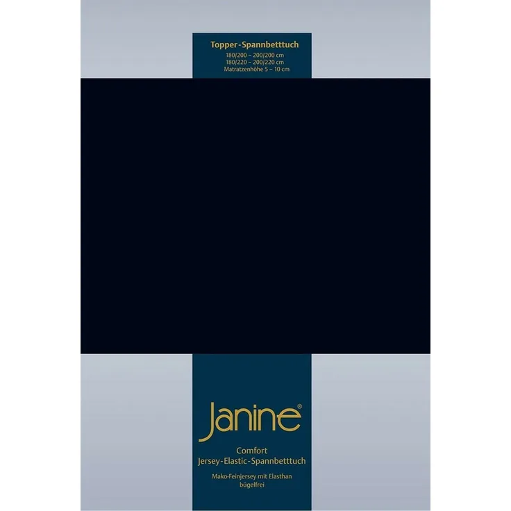 Janine Design 'Elastic Jersey' Topper Spannbetttuch, Baumwolle / Elasthan schwarz, 200x200 cm