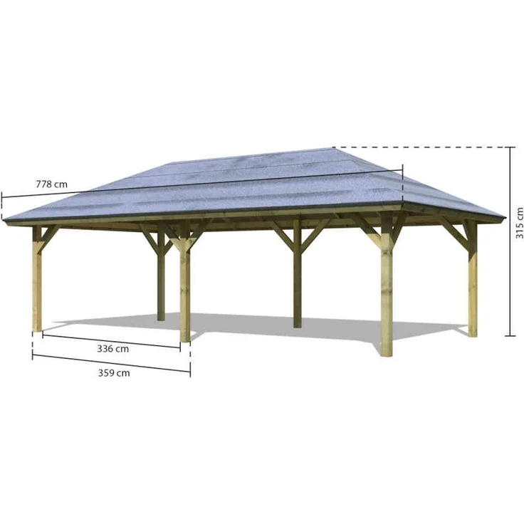 Pavillon-Carport Kirn 3 - 359x707 cm, CLASSIC kdi von Karibu – Bild 3