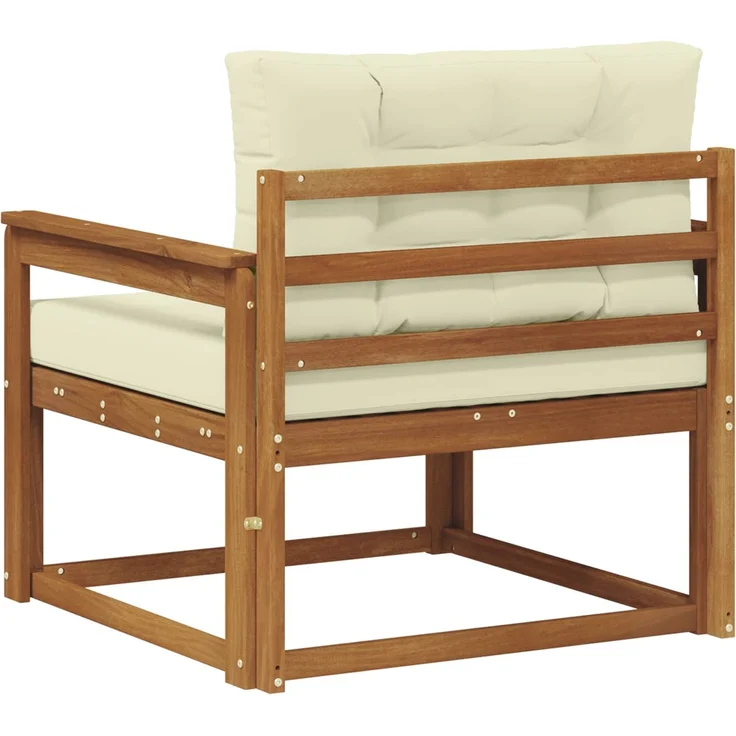 vidaXL Outdoor Mittelsofa Massivholz Akazie Natur und Creme 3436257 – Bild 5
