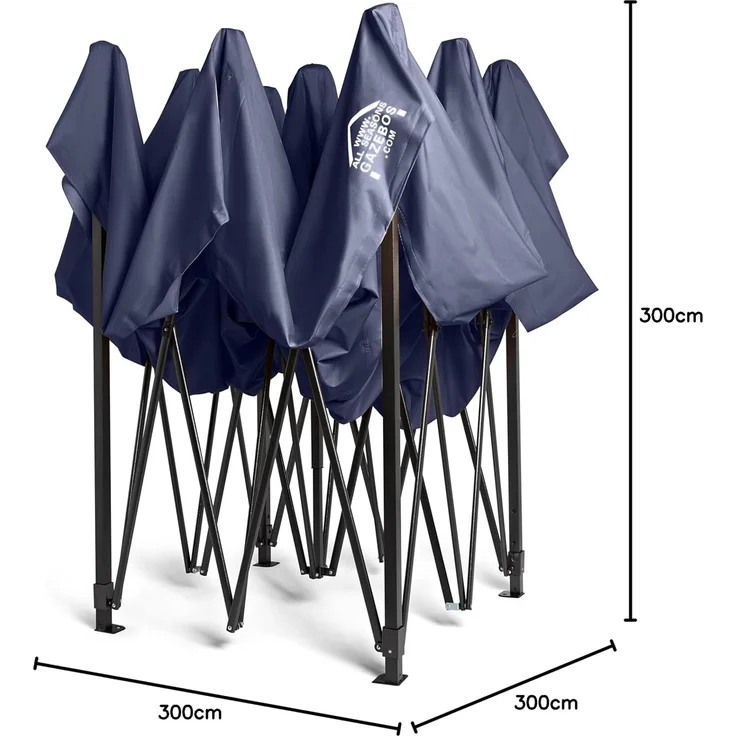 All Seasons Gazebos 3x3 m vollständig wasserdichtes Faltpavillon - Marineblau – Bild 9