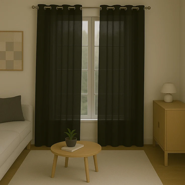 Gardine mit Ösen *** x *** cm ( Breite x Länge ) in ***, blickdichter Vorhang, Ösenvorhang in vielen Variationen 140x145 cm Schwarz – Bild 3