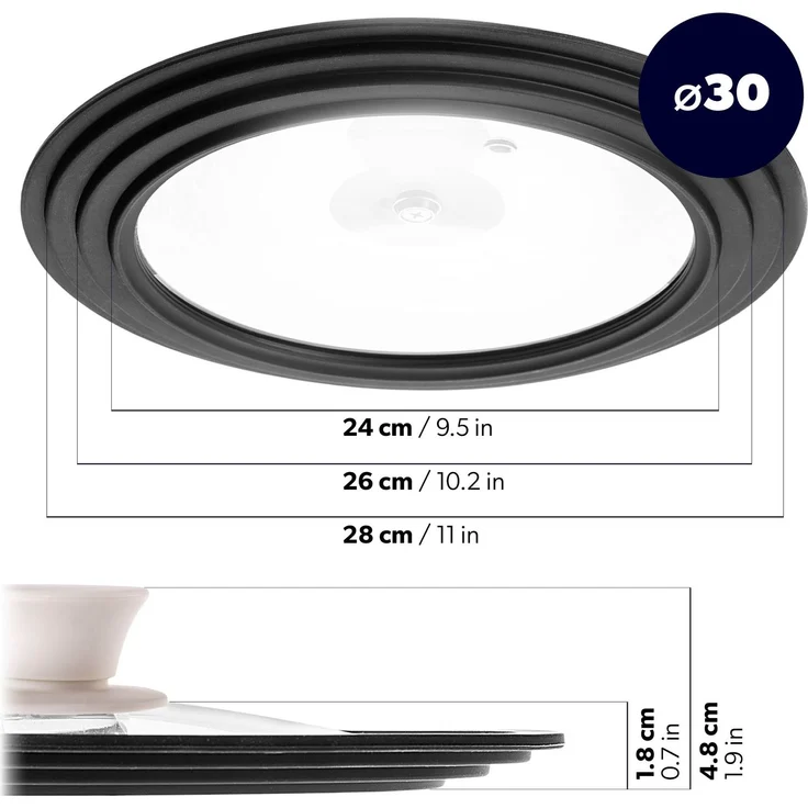 KADAX Universaldeckel 24/26/28 cm, Universal Deckel für Töpfe & Pfannen, Pfannendeckel, Glasdeckel mit Silikonrand und Dampfloch, Topfdeckel (Beige) – Bild 2