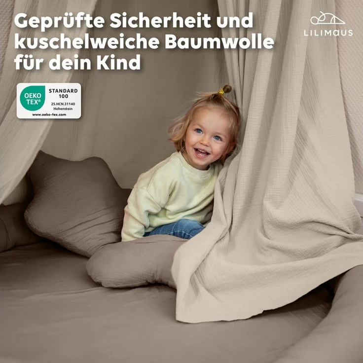 lilimaus Dekokissen Kuschelkissen Herz & Stern aus Musselin fürs Kinderzimmer, Kuschelkissen mit oder ohne Flatter - passend zu unserer Bettwäsche – Bild 3