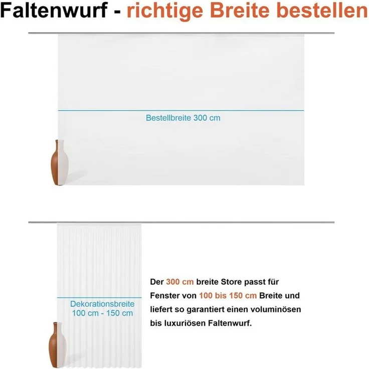 Foxx Vorhang mit Kräuselband für Schienen, transparente Moderne XXL Gardinen, Schiebegardinen Langstore Voile mit eingenähtem Bleiband – Bild 3