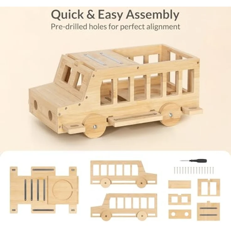 Todeco Tonie-Regal für Toniebox Hörfiguren, Magnetische Aufbewahrung für 20-30 Tonie, Verstärkte Magnetleisten, Freistehende Regale, Kinderregal für Mädchen & Jungen, 3D-Auto mit Rädern – Bild 7