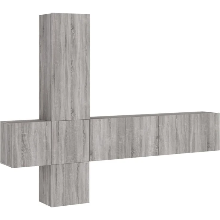 vidaXL 5-tlg. Wohnwand Grau Sonoma Holzwerkstoff 3216462 – Bild 8