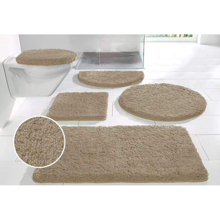 OTTO home Badematte Sanremo Standard, Badvorleger, Badezimmer Teppich, sehr weich, Höhe 30 mm, rutschhemmend beschichtet, schnell trocknend, fußbodenheizungsgeeignet, Polyester, rechteckig, Badteppich, unifarben, rechteckig, rund & als 3-tlg. Set erhäl...