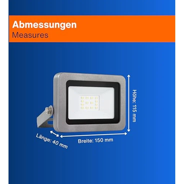 REV LED Strahler für außen FLARE - IP65, LED Leuchte 20W, 1700 Lumen, 6500K – Outdoor Beleuchtung - ideal für Hofeinfahrten, Garagen & Hauseingänge, silber – Bild 6
