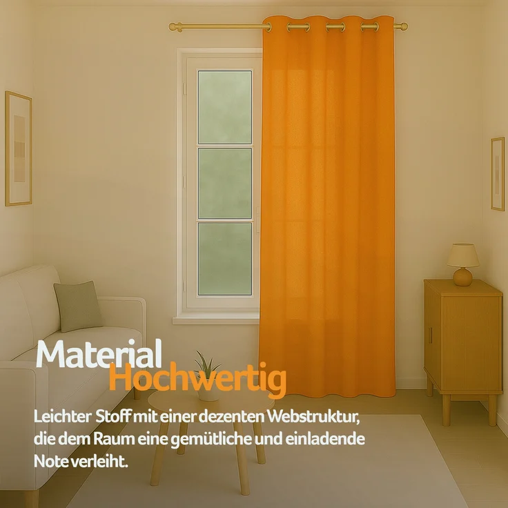 Bestlivings Blickdichte, Gardine mit Ösen, in vielen Größen und Farben Hellorange 140x175 cm – Bild 4