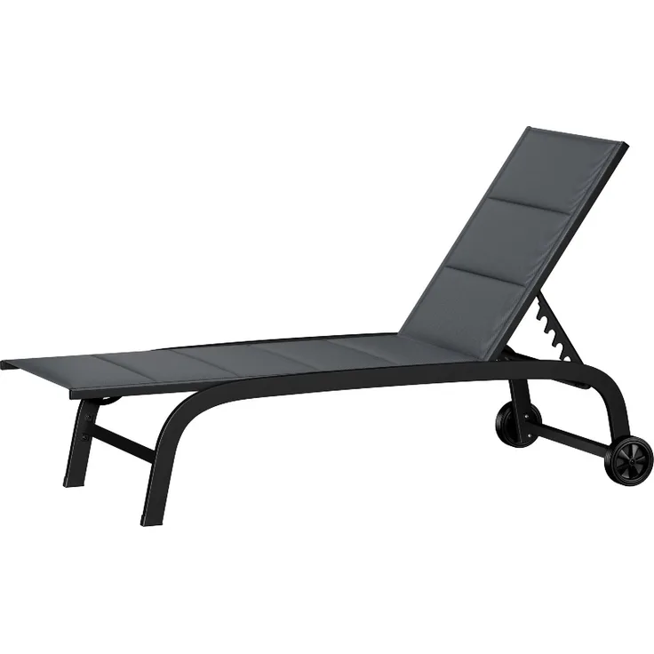 Limala Sonnenliege Lounger Stahl/Aluminium Textilene 150 kg mobil Schwarz