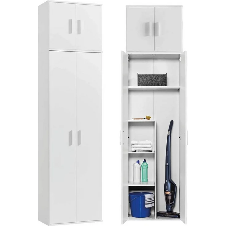 mokebo Mehrzweckschrank Der Extralange Made in Germany, Besenschrank, Putzschrank, Flurschrank in Weiß – Bild 1