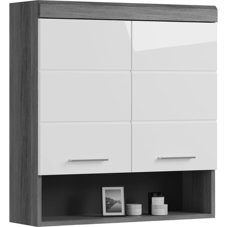 Hängeschrank Stirling / Scout, Holzwerkstoff, Grau, Weiß, 74 x 79 x 24 cm