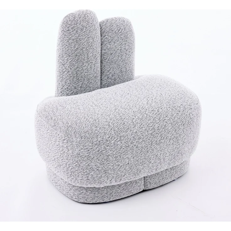 Kuscheliger Bunny-Ear- Stoff-Ottoman-fix gepolsterter Hocker mit niedlichen Ohren, ohne Stauraum, nicht abnehmbar--Antikgrauweiß--54x41.5x54cm--YOUDENOVA – Bild 7