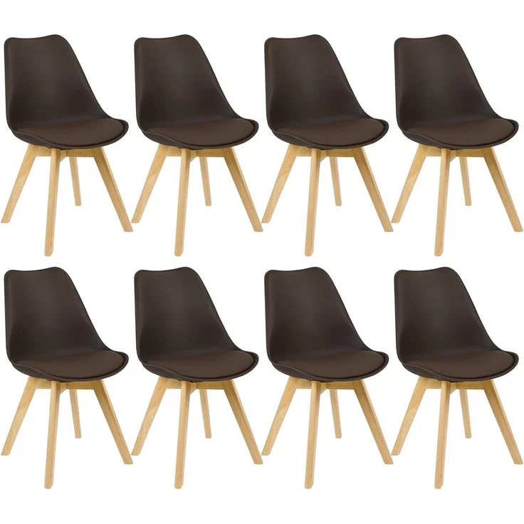 WOLTU 8er Set Esszimmerstühle Küchenstuhl Design Stuhl Esszimmerstuhl Kunstleder Holz Braun EZS69br-8 – Bild 1