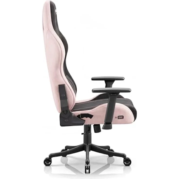 Diablo Gaming Stuhl ergonomisch Stoff Kinder Jugend Drehstuhl mit Lendenkissen Kopfstütze 3D Armlehnen verstellbar bis 140 Grad Bürostuhl klein Akira Pink – Bild 5