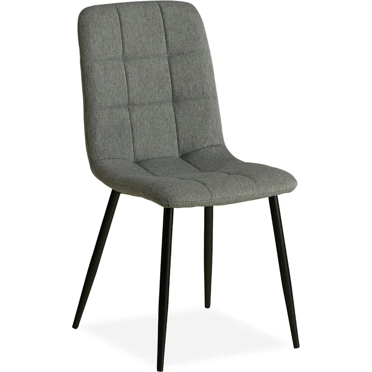 Esstisch mit 2 Stühlen Set Essgruppe Polsterstühle Leinen Grau Esszimmertisch Rund Ø 110 cm Modern Metall Schwarz – Bild 7