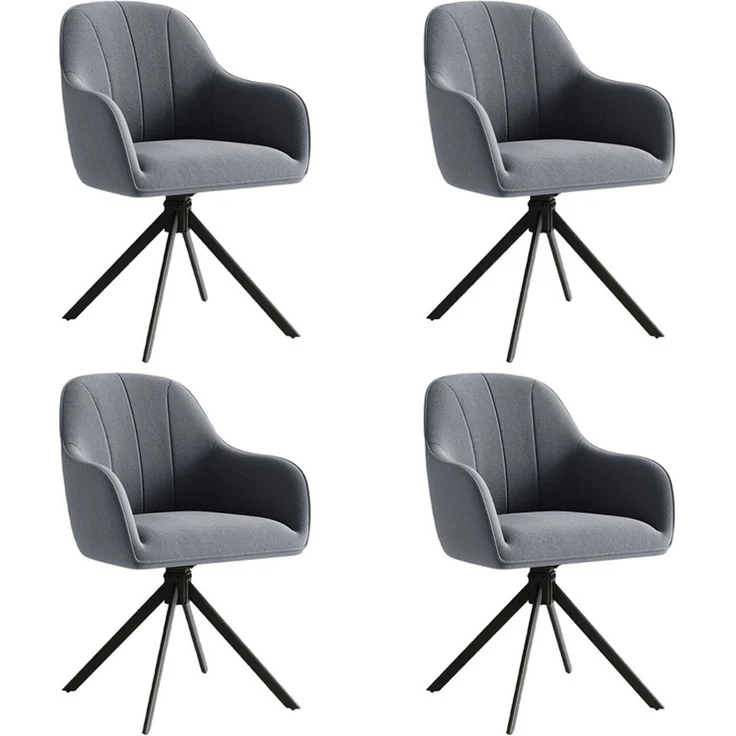 Hawthyhome 4-Fußstuhl Esszimmerstuhl drehbar mit Armlehne, 360° Drehfunktion, ergonomische Sitzschale mit weicher Polsterung, Samtbezug, stabiles schwarzes Metallgestell, moderner Küchenstuhl für Esszimmer, Wohnzimmer, Büro & Homeoffice, Dunkelgrau – Bild 7