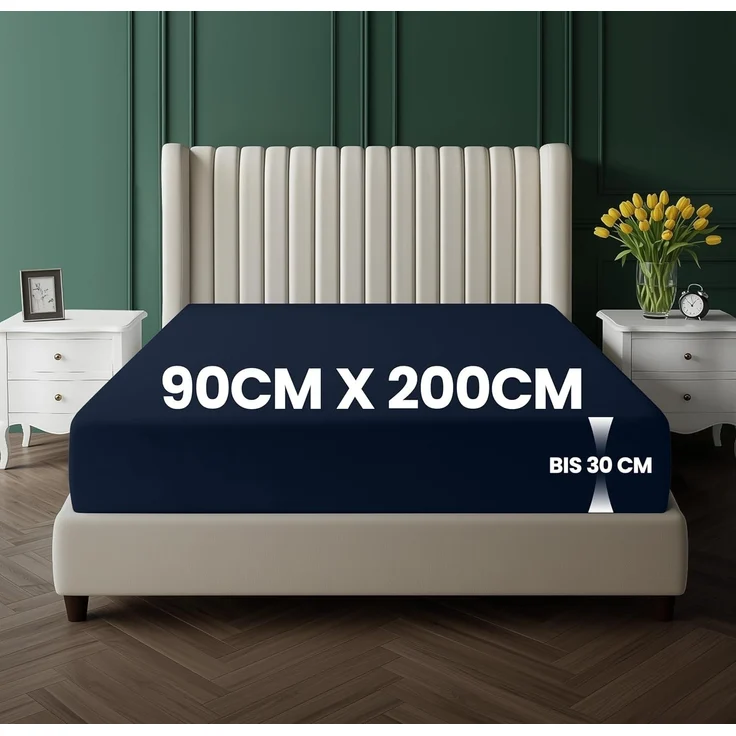 Utopia Bedding - Spannbettlaken 90x200 cm Bis 30 cm - Marineblau - Oeko-Tex Zertifiziertes - Gebürstete Mikrofaser Spannbetttuch – Bild 2