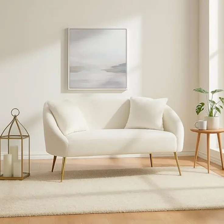 Dmora 2-Sitzer Sofa Javari 137 x 69 x 79 cm Weiß, inkl. Kissen