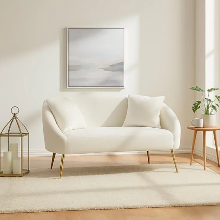 Dmora 2-Sitzer Sofa Javari 137 x 69 x 79 cm Weiß, inkl. Kissen – Bild 1