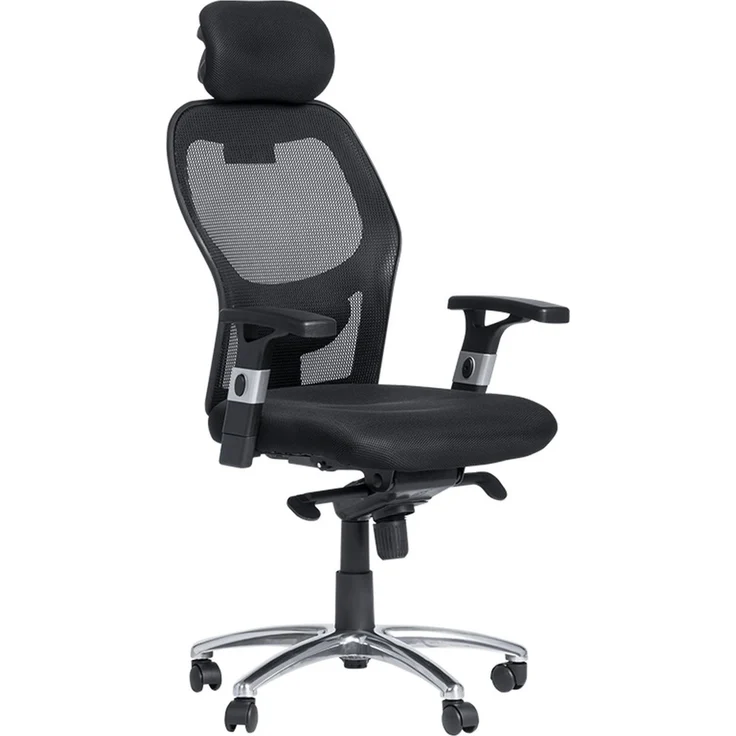 Carmen 7520 Ergonomischer Bürostuhl mit Netzrücken, Kopfstütze und Lordosenstütze – Schwarz – Bild 1