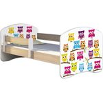 Kinderbett Jugendbett mit einer Schublade und Matratze Sonoma mit Rausfallschutz Lattenrost ACMA II 140x70 160x80 180x80 (31 Eule, 160x80)