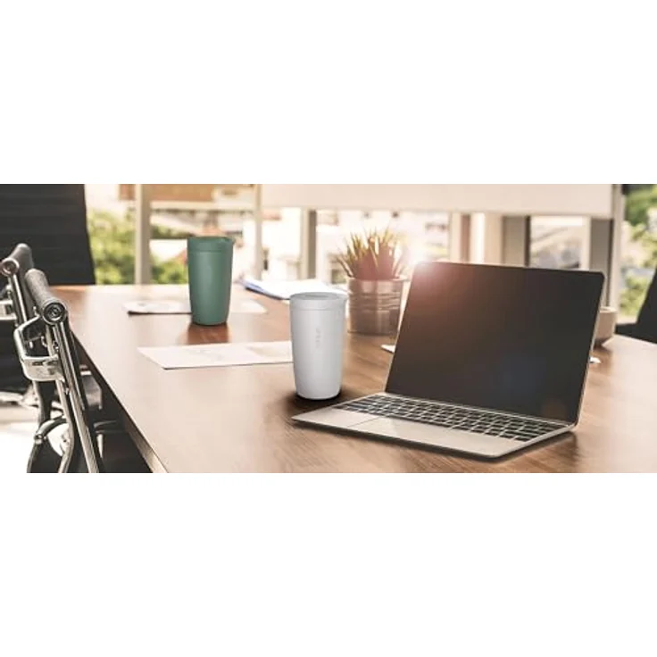 Vinsun Thermobecher Edelstahl Isolierbecher 350ml - Kaffeebecher to Go auslaufsicher, 2-tlg, Edelstahl, Doppelwandig, BPA frei, bruchfest, Einhandbedienung per Knopfdruck – Bild 8